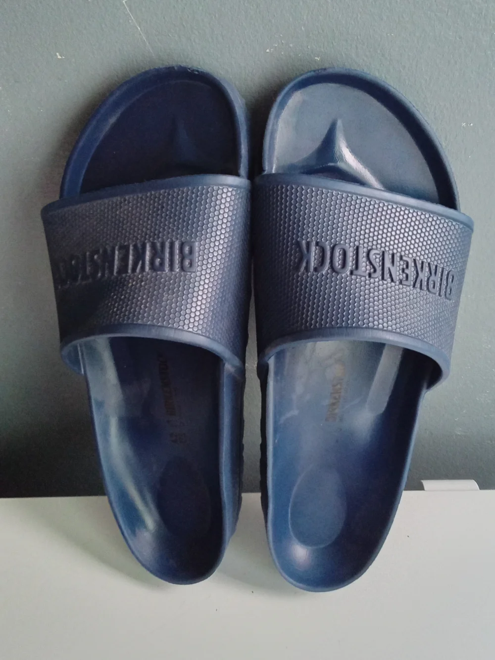 Birkenstock‎ Barbados EVA Navy Blue Logo Slide Sandals Mens 42 L11 1015480